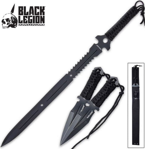 Sabre et couteaux à lancer Black Legion