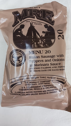 Ration militaire MRE (Saucisse italienne avec piments-oignons sauce marinara)
