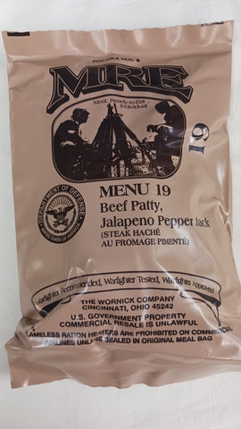 Ration militaire MRE (Galette de boeuf au fromage pimenté)