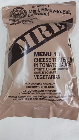 Ration militaire MRE (Tortellini au fromage sauce tomate) Végétarien
