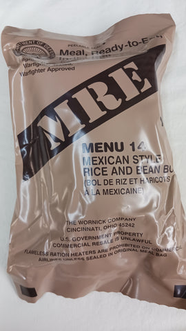 Ration militaire MRE (Bol riz et haricots à la mexicaine)