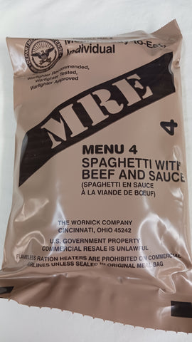 Ration militaire MRE (Spaghetti sauce à la viande)