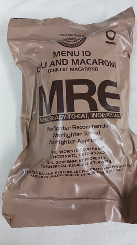 Ration militaire MRE (Chili et macaroni)