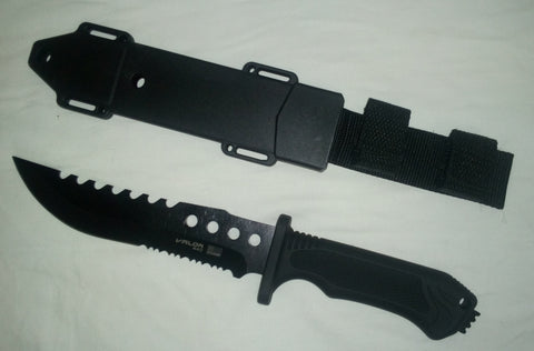 Couteau Valor noir avec scie